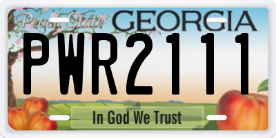 GA license plate PWR2111