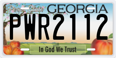 GA license plate PWR2112