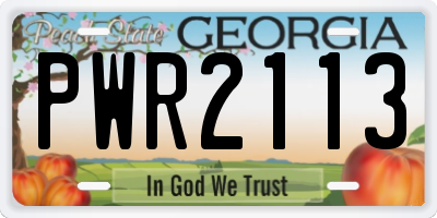 GA license plate PWR2113