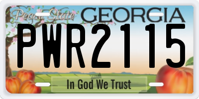 GA license plate PWR2115