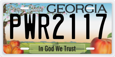 GA license plate PWR2117