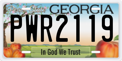 GA license plate PWR2119