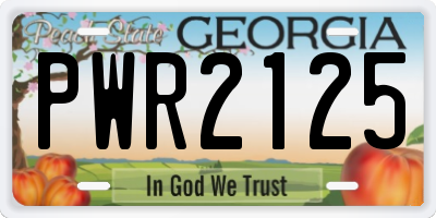 GA license plate PWR2125