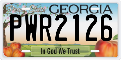 GA license plate PWR2126