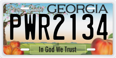 GA license plate PWR2134