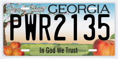 GA license plate PWR2135