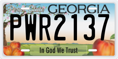 GA license plate PWR2137