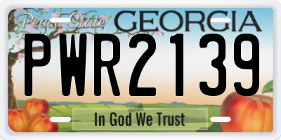 GA license plate PWR2139