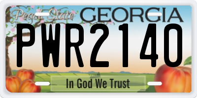 GA license plate PWR2140