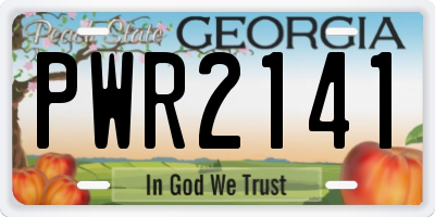 GA license plate PWR2141