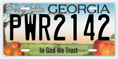 GA license plate PWR2142