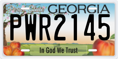 GA license plate PWR2145
