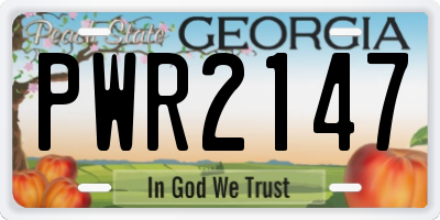 GA license plate PWR2147