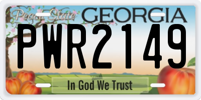 GA license plate PWR2149