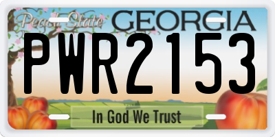 GA license plate PWR2153