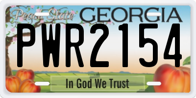 GA license plate PWR2154