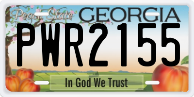 GA license plate PWR2155