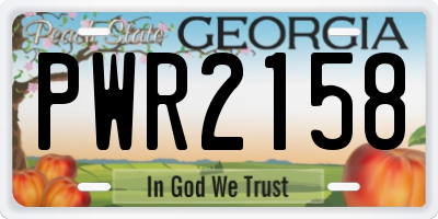 GA license plate PWR2158