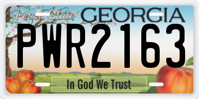 GA license plate PWR2163