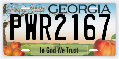 GA license plate PWR2167