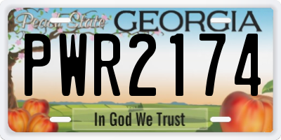 GA license plate PWR2174