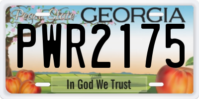 GA license plate PWR2175