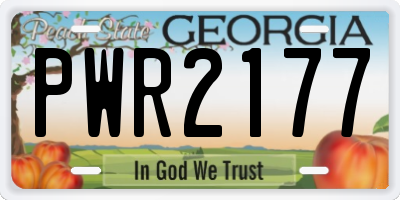 GA license plate PWR2177