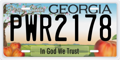 GA license plate PWR2178