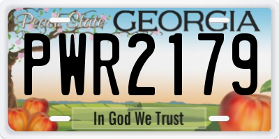 GA license plate PWR2179