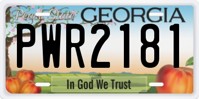 GA license plate PWR2181