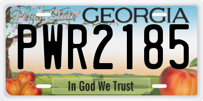 GA license plate PWR2185