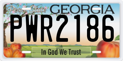 GA license plate PWR2186