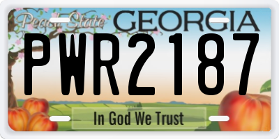 GA license plate PWR2187