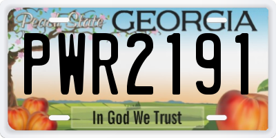 GA license plate PWR2191
