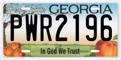 GA license plate PWR2196