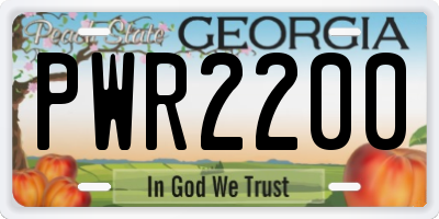 GA license plate PWR2200