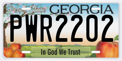 GA license plate PWR2202