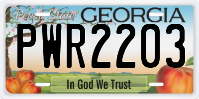 GA license plate PWR2203