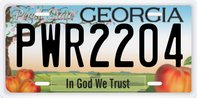 GA license plate PWR2204