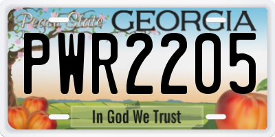 GA license plate PWR2205