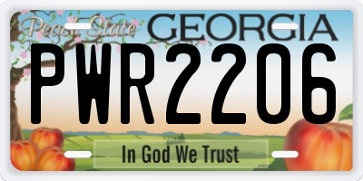 GA license plate PWR2206