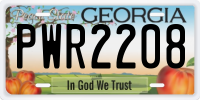GA license plate PWR2208