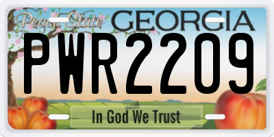 GA license plate PWR2209