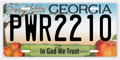 GA license plate PWR2210