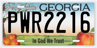 GA license plate PWR2216