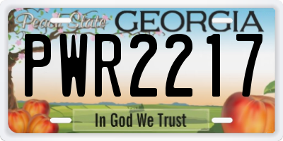 GA license plate PWR2217