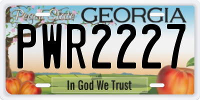 GA license plate PWR2227