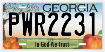 GA license plate PWR2231
