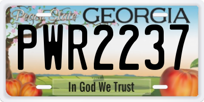 GA license plate PWR2237