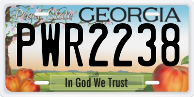 GA license plate PWR2238